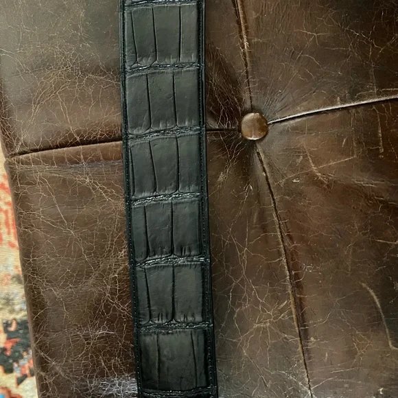 Ralph Lauren Brass Stag Head Alligator Belt - Picture 6 of 12